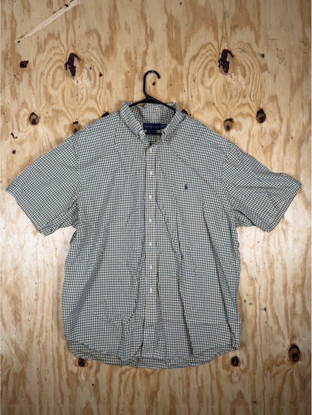 Ralph Lauren Classic Fit Shirt Mens 3XLT Tall Short Sleeve Yellow Gingham Plaid